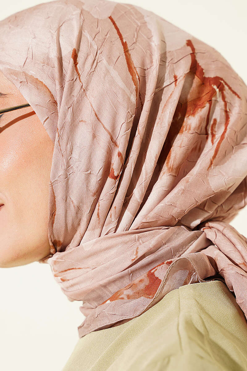 Verona Patterned Bamboo Crinkle Scarf Latte - الصورة 4