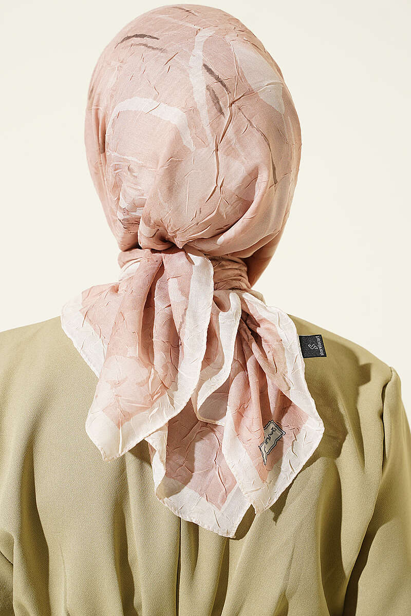 Verona Patterned Bamboo Crinkle Scarf Champagne – Bild 3