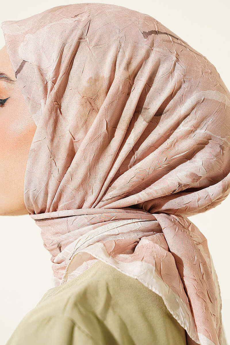 Verona Patterned Bamboo Crinkle Scarf Champagne – Bild 4