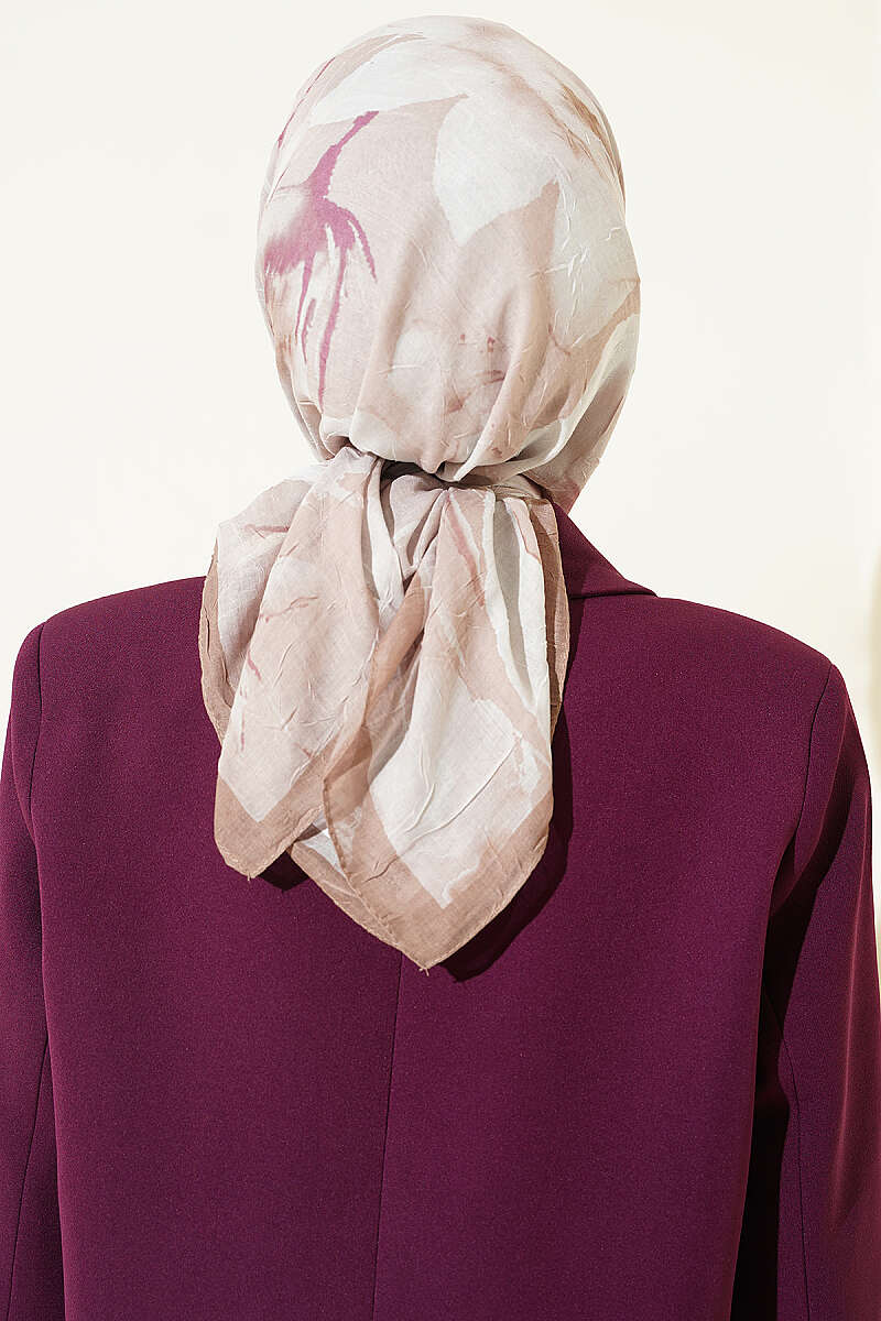 Verona Patterned Bamboo Crinkle Scarf Mink - الصورة 3