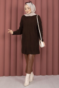 Vinea Diamond Pattern French Terry Knit Sweater Brown