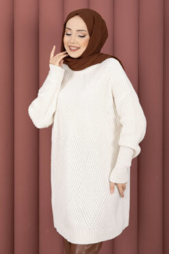 Alternative view of Vinea Diamond Pattern French Terry Knit Sweater Cream