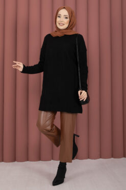 Vinea Diamond Pattern French Terry Knit Sweater Black