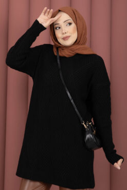 Alternative view of Vinea Diamond Pattern French Terry Knit Sweater Black