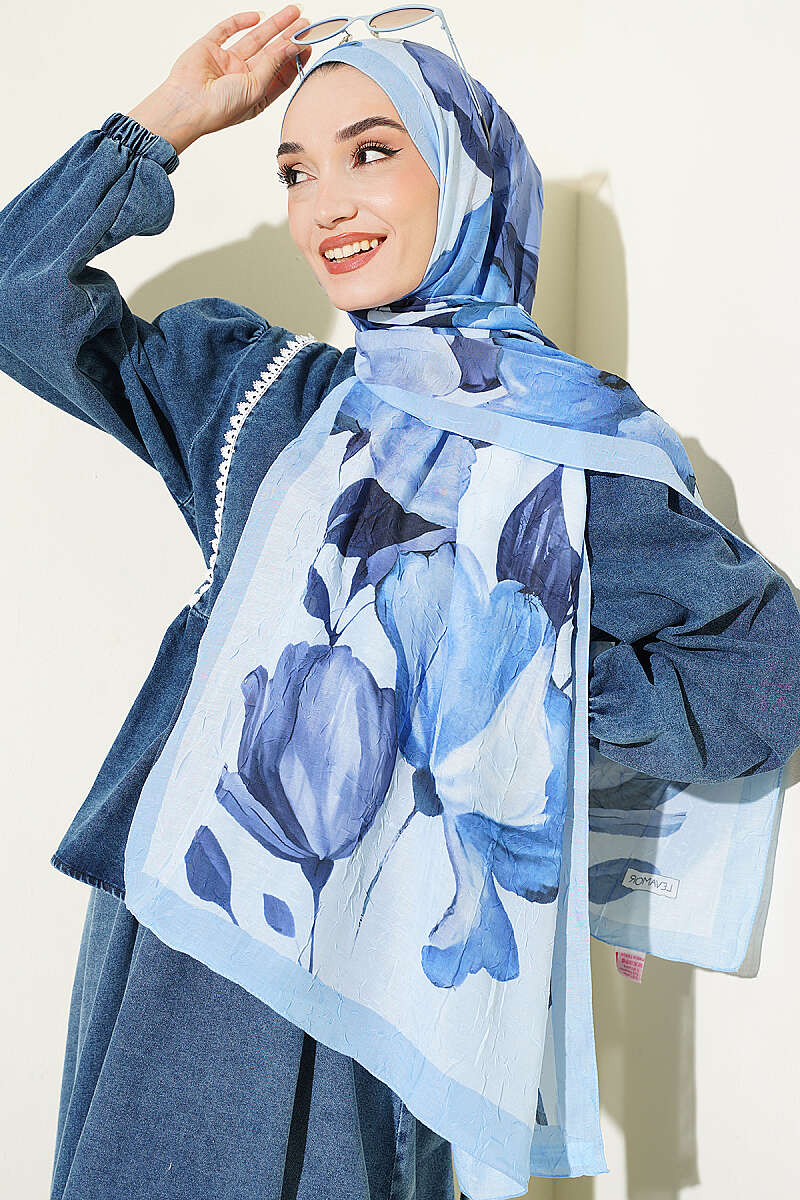 Viona Bamboo French Terry Shawl Baby Blue