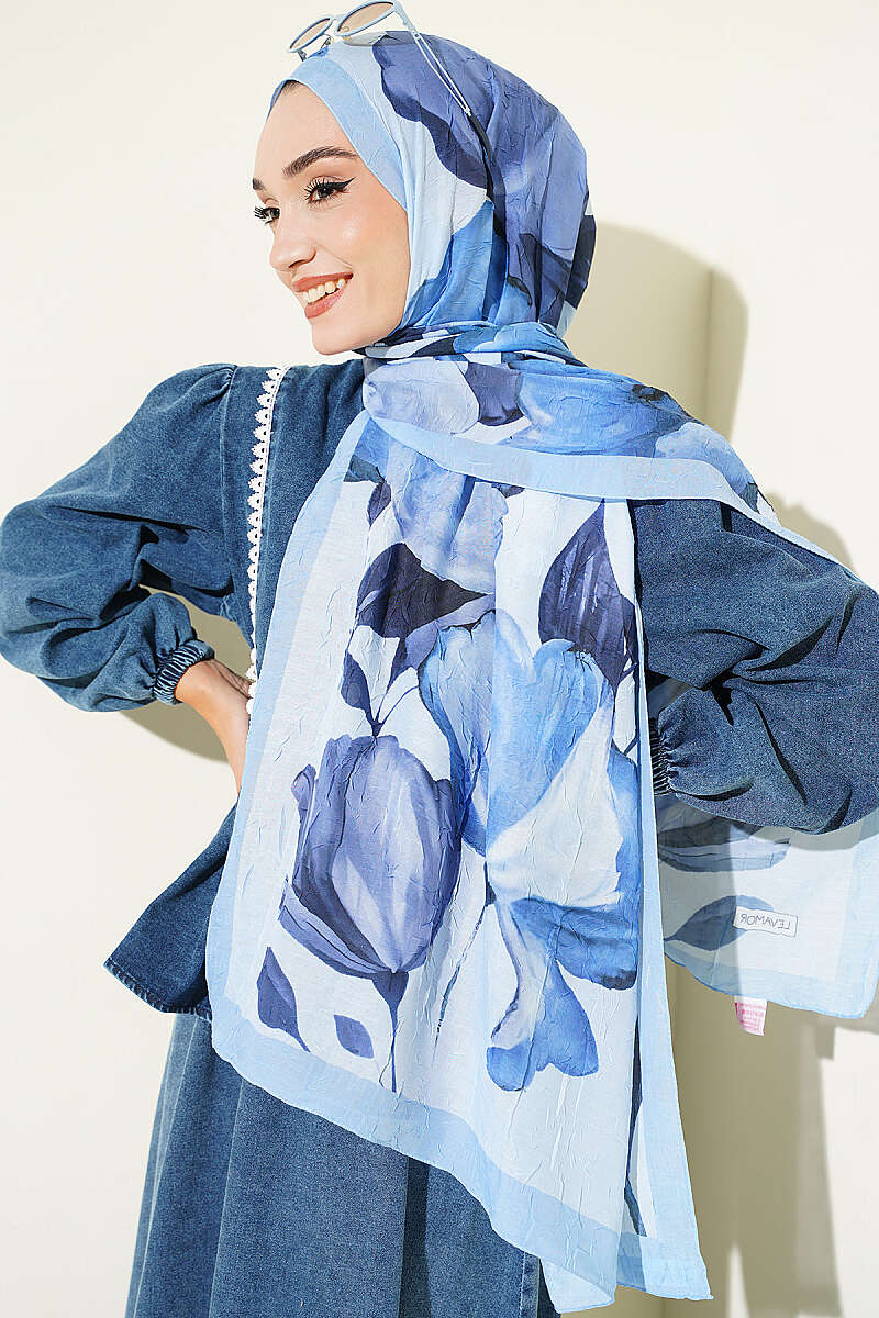 Viona Bamboo French Terry Shawl Baby Blue – Image 2
