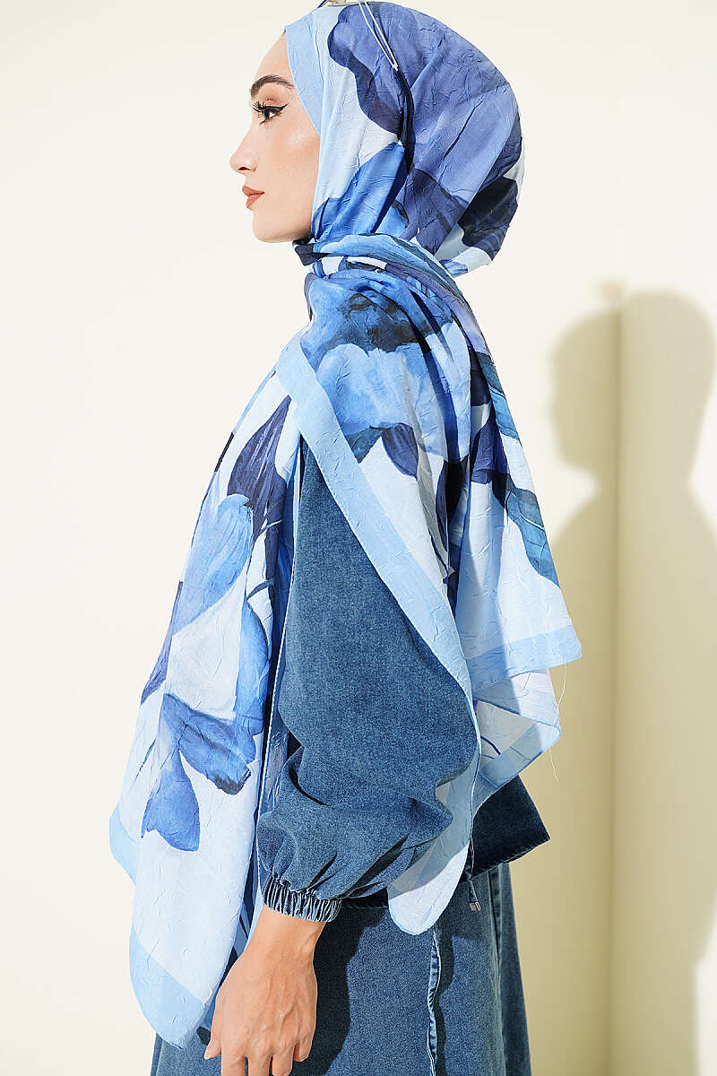 Viona Bamboo French Terry Shawl Baby Blue – Image 3