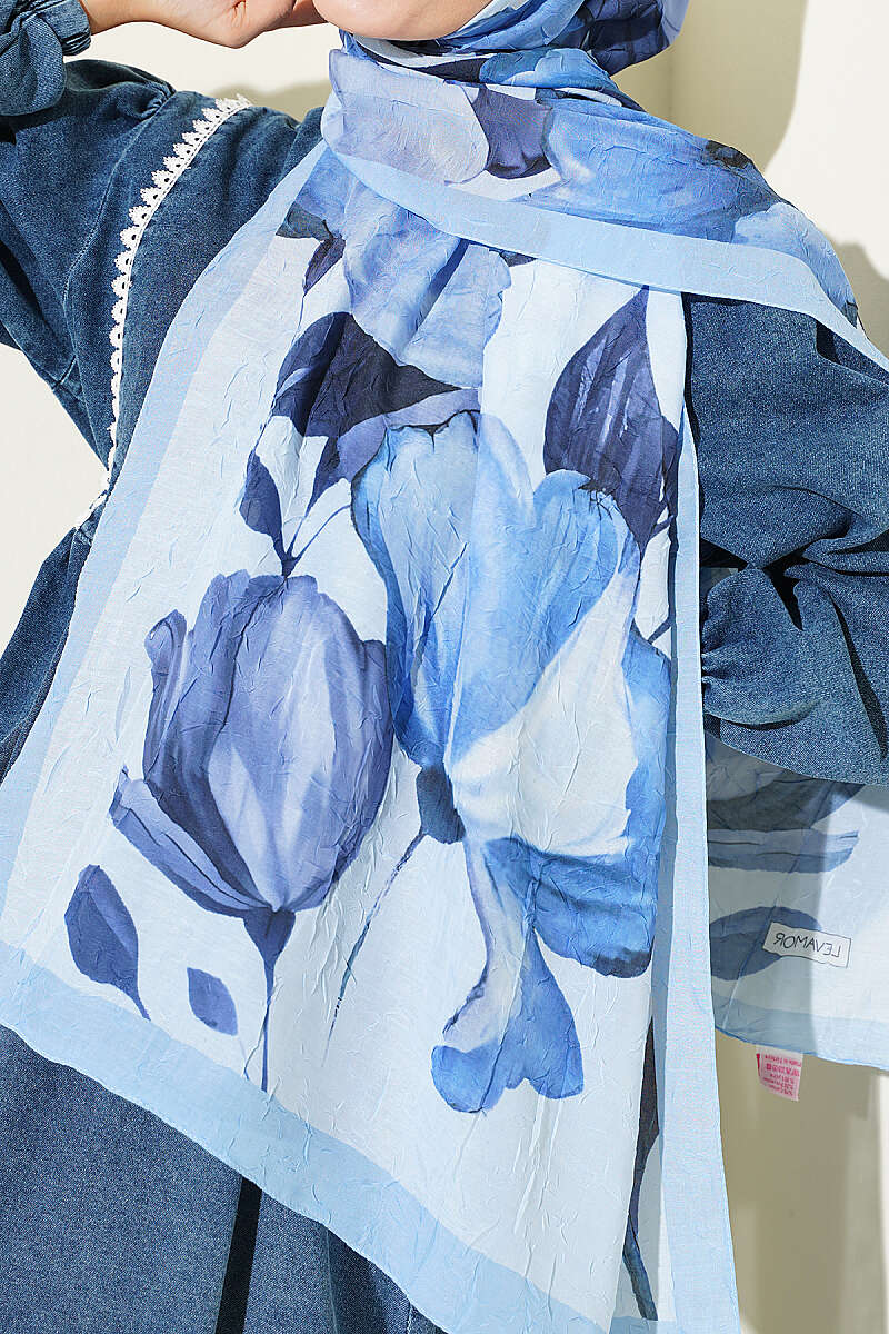 Viona Bamboo French Terry Shawl Baby Blue – Image 4