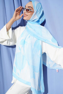 Viona Bamboo French Terry Shawl Ice Blue