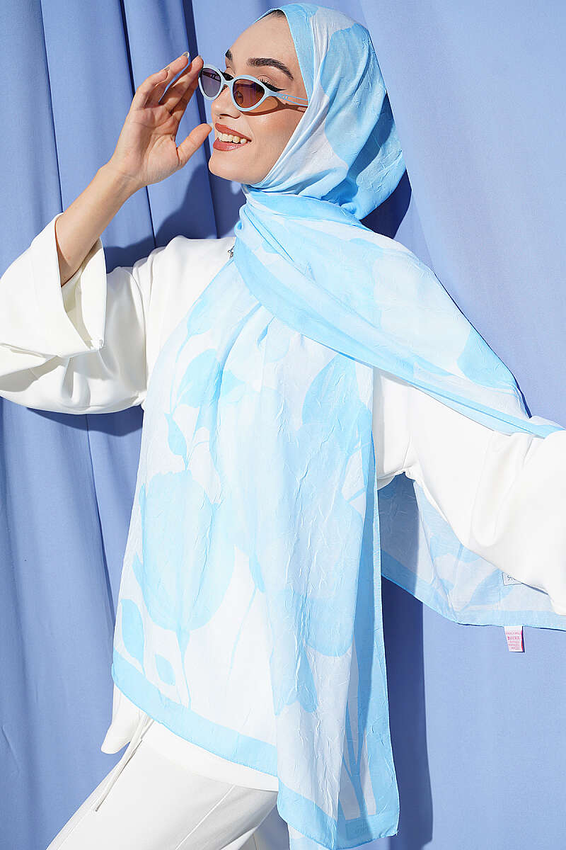 Viona Bamboo French Terry Shawl Ice Blue