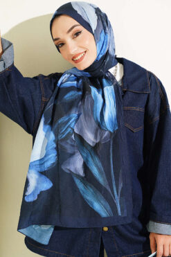 Viona Bamboo French Terry Shawl Navy Blue