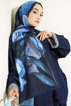 Alternative view of Viona Bamboo French Terry Shawl Navy Blue