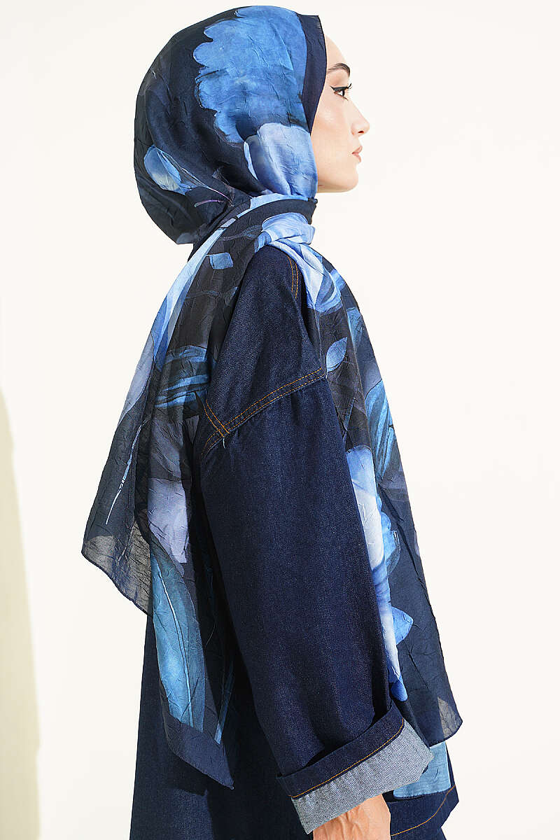 Viona Bamboo French Terry Shawl Navy Blue - Afbeelding 3