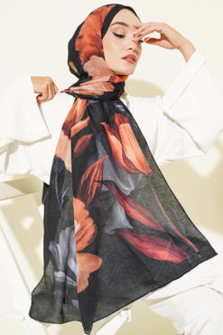 Alternative view of Viona Bamboo French Terry Shawl Black