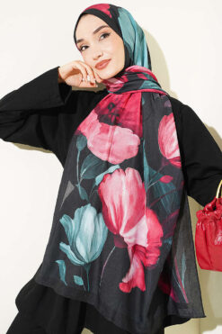 Alternative view of Viona Bamboo French Terry Shawl Black