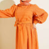 Ruffled Self-Patterned Dress Orange - Image 2