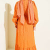 Ruffled Self-Patterned Dress Orange - Image 3