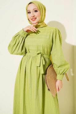Alternative view of Ruffled Self-Patterned Dress Green