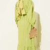 Ruffled Self-Patterned Dress Green - immagine 3