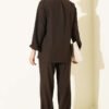 Collared Two-Piece Set with Tie Detail Dark Brown - immagine 3