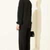 Collared Two-Piece Set with Tie Detail Black - immagine 3