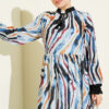Tie-Neck Ruffled Ankle-Length Dress Blue - Imagen 2