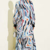 Tie-Neck Ruffled Ankle-Length Dress Blue - Imagen 3