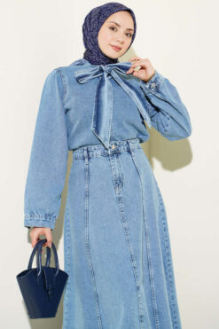 Alternative view of Shawl Tie Waist Skirt Denim Set Denim Blue