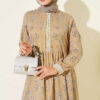 Lace Trimmed Neckline Dress Mustard – Image 2