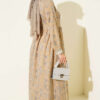 Lace Trimmed Neckline Dress Mustard – Image 3