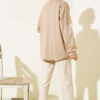 Collared Button-Detail French Terry Tunic Latte - Image 3