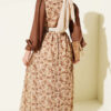Ruffled Neck Printed Chiffon Dress Brown - Image 3