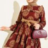 Ruffled Collar Patterned Tunic Terracotta