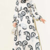 Ruffled Collar Dress with Ribbon Detail Anthracite