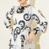 Ruffled Collar Dress with Ribbon Detail Anthracite - الصورة 2