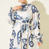 Ruffled Collar Dress with Ribbon Detail Navy Blue – Image 2