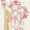 Ruffled Collar Dress with Ribbon Detail Rose Dust - Afbeelding 2