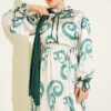Ruffled Collar Dress with Ribbon Detail Green - Afbeelding 2