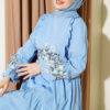 Ruffled Collar Embroidered Poplin Dress Ice Blue – Bild 2
