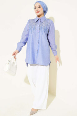 Alternative view of Embroidered Collar Blouse Blue