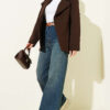 Seamless Side Wide-Leg Belted Denim Pants Dark Blue - Afbeelding 2