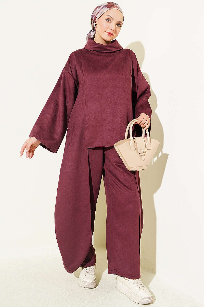 Two-Piece Set with Side Panel Details Plum