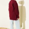 Side Slit Soft Long Knit Tunic Burgundy - immagine 3