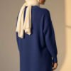 Side Slit Soft Long Knit Tunic Navy Blue - immagine 3