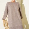 Side Slit Soft Long Knit Tunic Mink