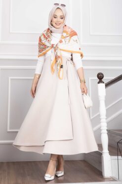 Side-tie Scuba Wrap Hem Skirt Beige