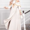 Side-tie Scuba Wrap Hem Skirt Beige – Image 3