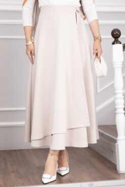 Alternative view of Side-tie Scuba Wrap Hem Skirt Beige