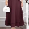 Side-tie Scuba Wrap Hem Skirt Burgundy - Afbeelding 2