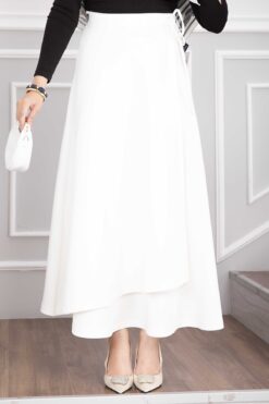 Alternative view of Side-tie Scuba Wrap Hem Skirt Ecru